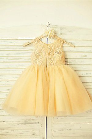 Robe de cortège enfant naturel avec sans manches col u profond ligne a en tulle - Photo 2