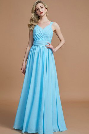 Robe demoiselle d'honneur naturel avec chiffon ligne a v encolure - Photo 3