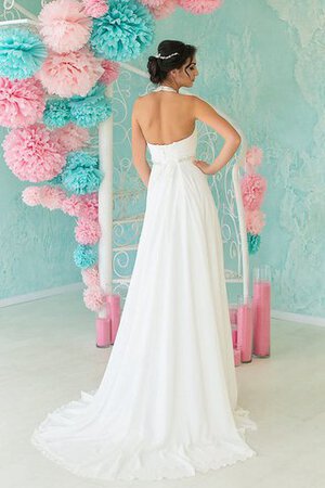 Abito da Sposa con Piega Lungo Senza Maniche A-Line in Chiffon Formale E Informale - Foto 3