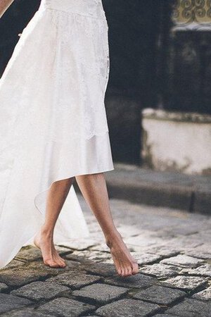 Abito da Sposa con Perline senza strap Fuori dalla spalla con Applique in Pizzo a Spiaggia - Foto 2