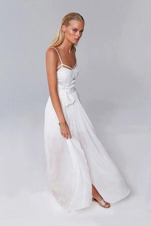 Robe de mariée col en forme de cœur a plage jusqu'au sol bandouliere spaghetti en chiffon - Photo 1