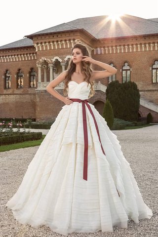 Abito da Sposa con Cristino Cuore Senza Maniche con Fiocco con Cascata Volant A-Line - Foto 1