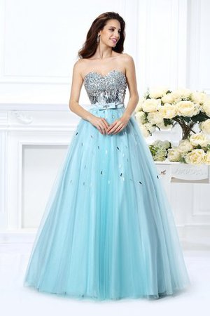 Robe de quinceanera longue avec perle en satin longueru au niveau de sol avec zip - Photo 1