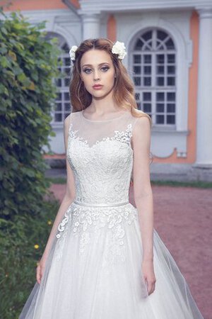 Abito da Sposa Tondo Naturale in Tulle A Terra radiosa con Applique - Foto 2