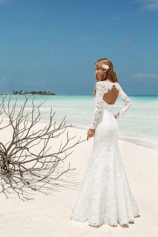 Seeküste lange Ärmeln Meerjungfrau Stil konservatives Elegantes Brautkleid mit Perlen - Bild 2