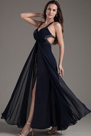 Robe de soirée longue en chiffon avec perle avec sans manches - Photo 4