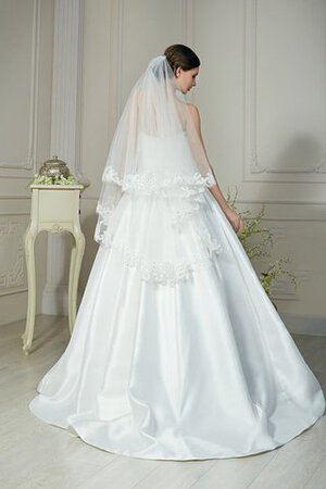 Abito da Sposa con Applique con Fiocco A-Line Senza Maniche Naturale in Raso - Foto 2