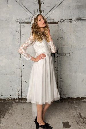 Abito da Sposa Semplice con Piega A-Line in Tulle Formale E Informale tradizionale - Foto 3