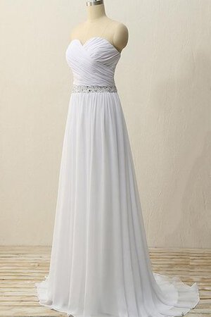 Abito da Sposa a riva Naturale con Perline in Chiffon Cinghia in rilievo A-Line - Foto 4