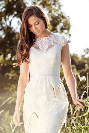 Abito da Sposa Tubino A Terra Semplice con Bottone con Applique Senza Maniche - Foto 3