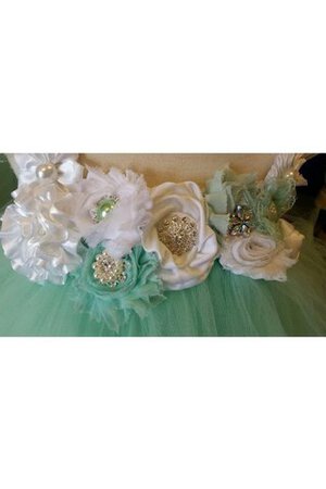 Abito da Cerimonia Bambini con Piega con Fiore con Fusciacca A Terra Ball Gown Cappellino - Foto 5