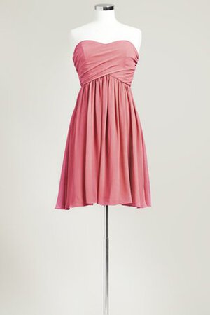 Robe demoiselle d'honneur courte plissé col en forme de cœur avec chiffon ruché - Photo 4