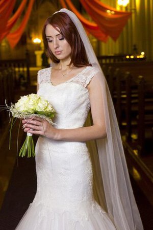 Elegante Vestido de Novia de Encaje Adorno de Cola Barriba de Sin mangas de Plisado - Foto 3