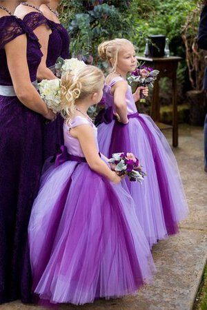 Abito da Cerimonia Bambini Farfalla Ornamento con Fiore in Tulle Cappellino A Terra con Fiocco - Foto 1