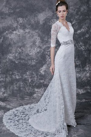 Elegante Vestido de Novia de Corte Recto de Largo de Escote en V de Escote con abertura - Foto 2