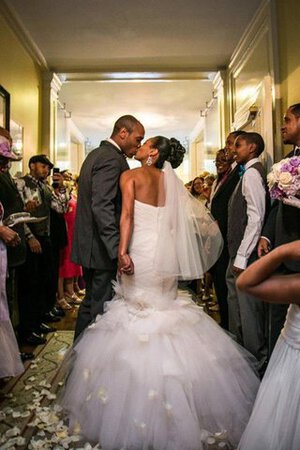 Robe de mariée décolleté dans le dos de lotus en organza de sirène de col en cœur - Photo 4