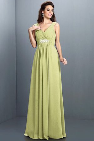 Ärmellos Prinzessin Anständiges Brautjungfernkleid aus Chiffon mit Drapierung - Bild 7