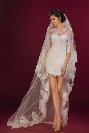 Robe de mariée courte fermeutre eclair collant col ras du cou en 1/2 manche - Photo 1