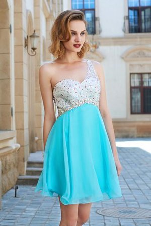 Robe de bal bref d'épaule asymétrique ligne a avec chiffon avec sans manches - Photo 4