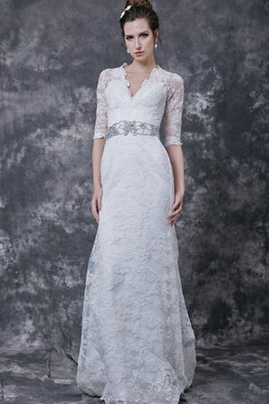 Elegante Vestido de Novia de Corte Recto de Largo de Escote en V de Escote con abertura - Foto 1