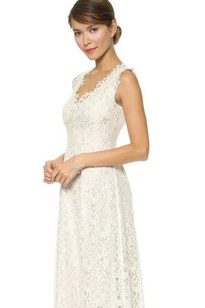 Robe de mariée informel simple avec zip manche nulle de col en v - Photo 3