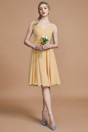 Robe demoiselle d'honneur naturel ligne a avec sans manches ruché en chiffon - Photo 17