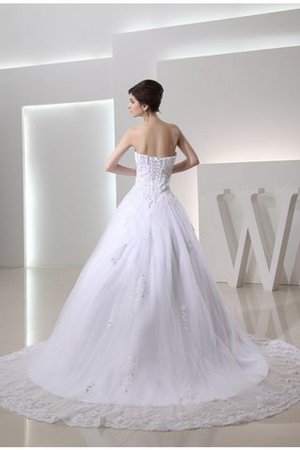 Abito da Sposa Alta Vita con Applique Senza Maniche Allacciato Semplice - Foto 2