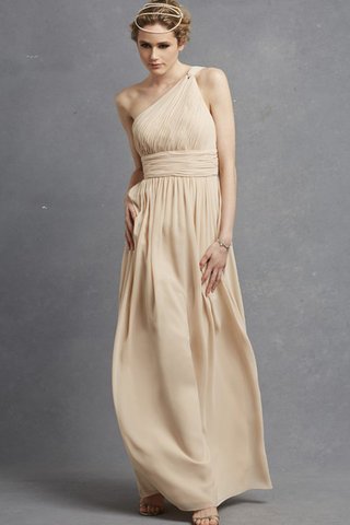 Robe demoiselle d'honneur mode ruché avec chiffon d'épaule asymétrique - Photo 2