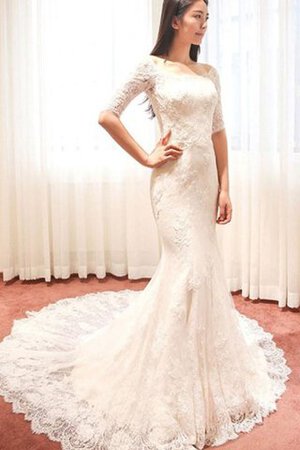 Elegante Vestido de Novia de Corte Sirena de Mangas Illusion de Plisado - Foto 1