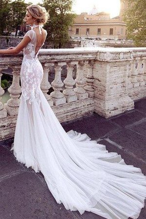 Abito da Sposa Queen Anne lusso con Spacco Davanti Coda A Strascico Corto in pizzo in Pizzo - Foto 5