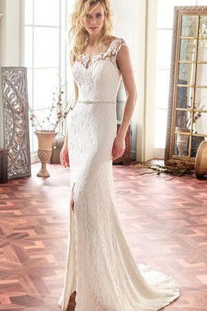 Robe de mariée sexy sobre boutonné de col entaillé avec manche épeules enveloppants - Photo 1