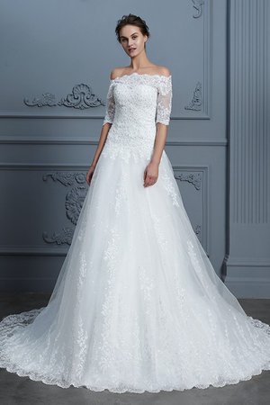 Robe de mariée d'epaule ajourée frappant en 1/2 manche balancement romantique - Photo 4