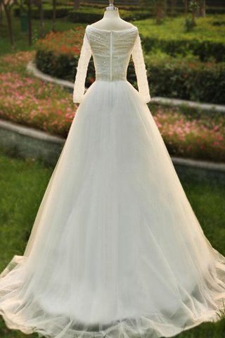 Abito da Sposa Spazzola Treno Ball Gown con Perline con Piega Schiena Nuda V-Scollo - Foto 2