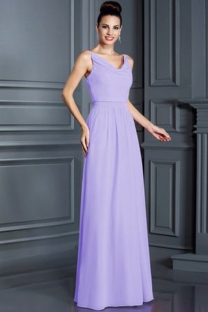 Robe demoiselle d'honneur longue de princesse en chiffon fermeutre eclair a-ligne - Photo 18