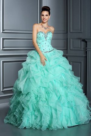 Robe de quinceanera longue de mode de bal en organza avec lacets avec sans manches - Photo 1