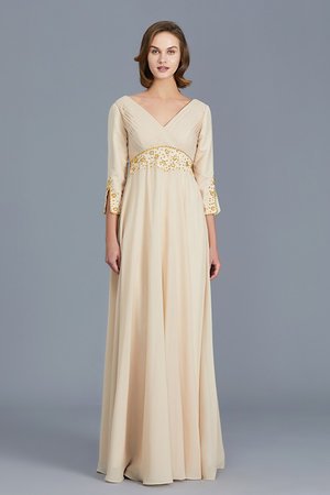 Einzigartig A-Line Bodenlanges Brautmutterkleid mit Natürlicher Taille mit Rüschen - Bild 3