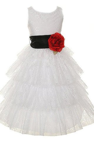 Robe de cortège enfant avec sans manches encolure ronde avec fleurs avec gradins - Photo 1