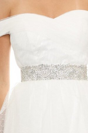 Abito da Sposa in Organza Lungo Fuori dalla spalla con Nastro con Fusciacca Senza Maniche - Foto 4