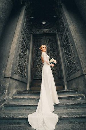 Abito da Sposa in pizzo Semplice in Chiffon con Maniche Lunghe A-Line in Pizzo - Foto 2