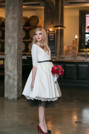 Abito da Sposa Semplice V-Scollo in Taffeta con Fiocco con Nastro A-Line - Foto 1