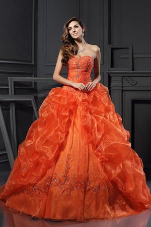 Robe de quinceanera naturel longue avec perle de mode de bal de col en cœur - Photo 1