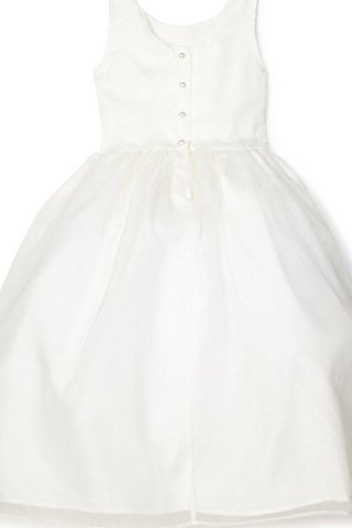 Robe de cortège enfant plissé col u profond jusqu'au sol en taffetas avec bouton - Photo 2