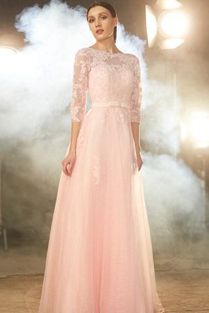 Robe de bal longue avec lacets textile en tulle avec manche 1/2 manche nulle - Photo 1