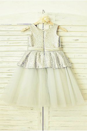 Robe de cortège enfant naturel avec fleurs a-ligne en tulle en tissu pailleté - Photo 3