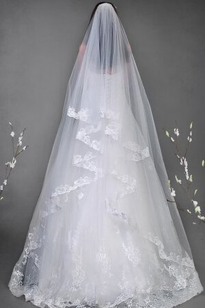 Abito da Sposa in pizzo con Fiore Senza Maniche A Terra A-Line in Pizzo - Foto 2