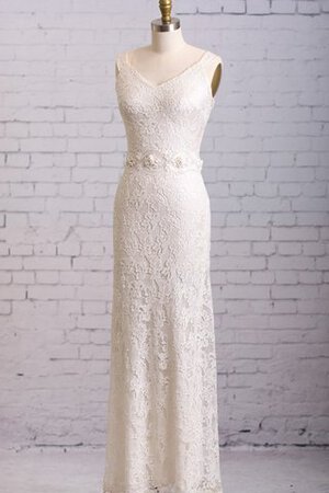 Robe de mariée à la mode manche nulle v encolure avec nœud à boucles sans dos - Photo 1