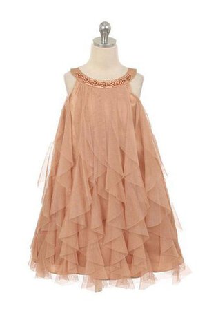 Robe de cortège enfant plissage a-ligne textile en tulle manche nulle de lotus - Photo 2