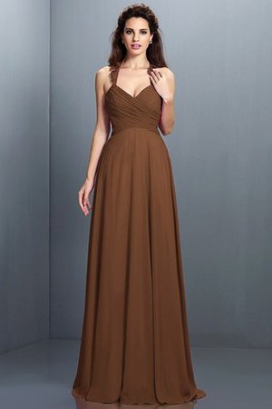 Normale Taille Nackenband Chiffon Sittsames Brautjungfernkleid mit Reißverschluss - Bild 2