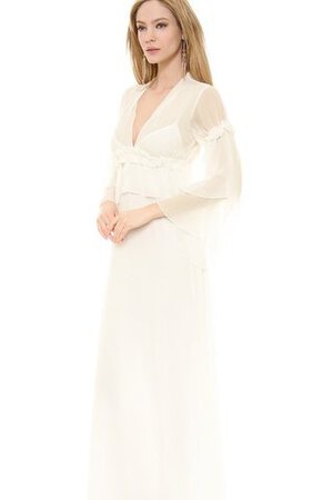 Abito da Sposa Tubino con Maniche Lunghe in Chiffon con Festone favola A Terra - Foto 3