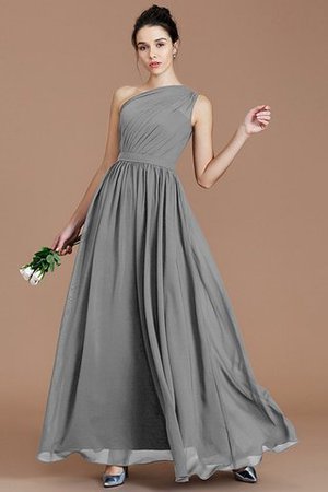 Robe demoiselle d'honneur naturel en chiffon ruché ligne a d'épaule asymétrique - Photo 33